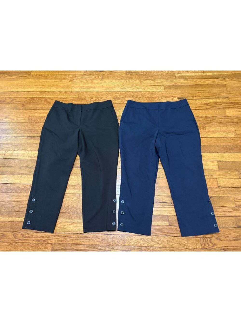 Ann Taylor Womens Cropped Pants Size 12 *Lot of 2* Blue Black Stretch Career